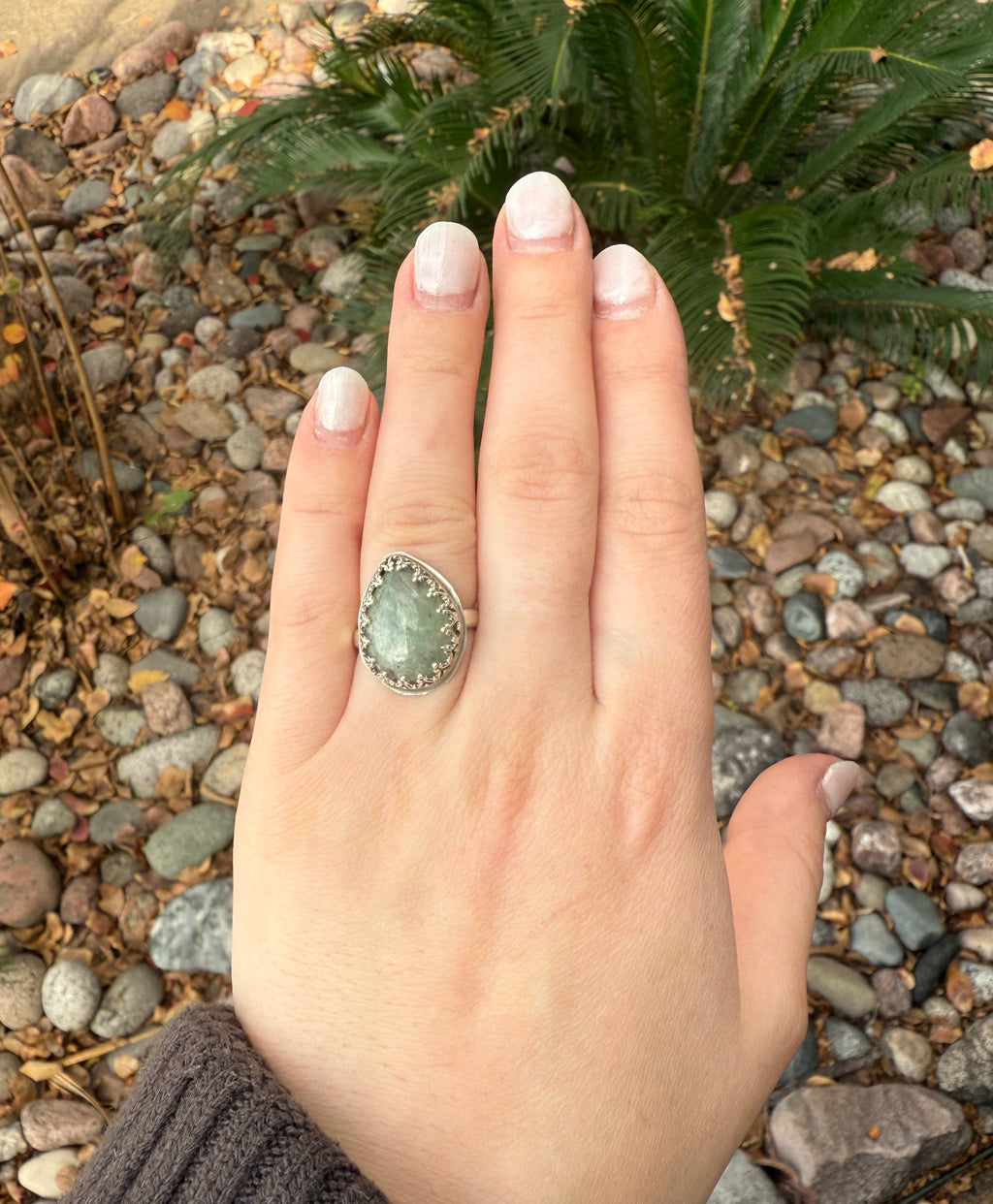 Green Dew Drop Ring