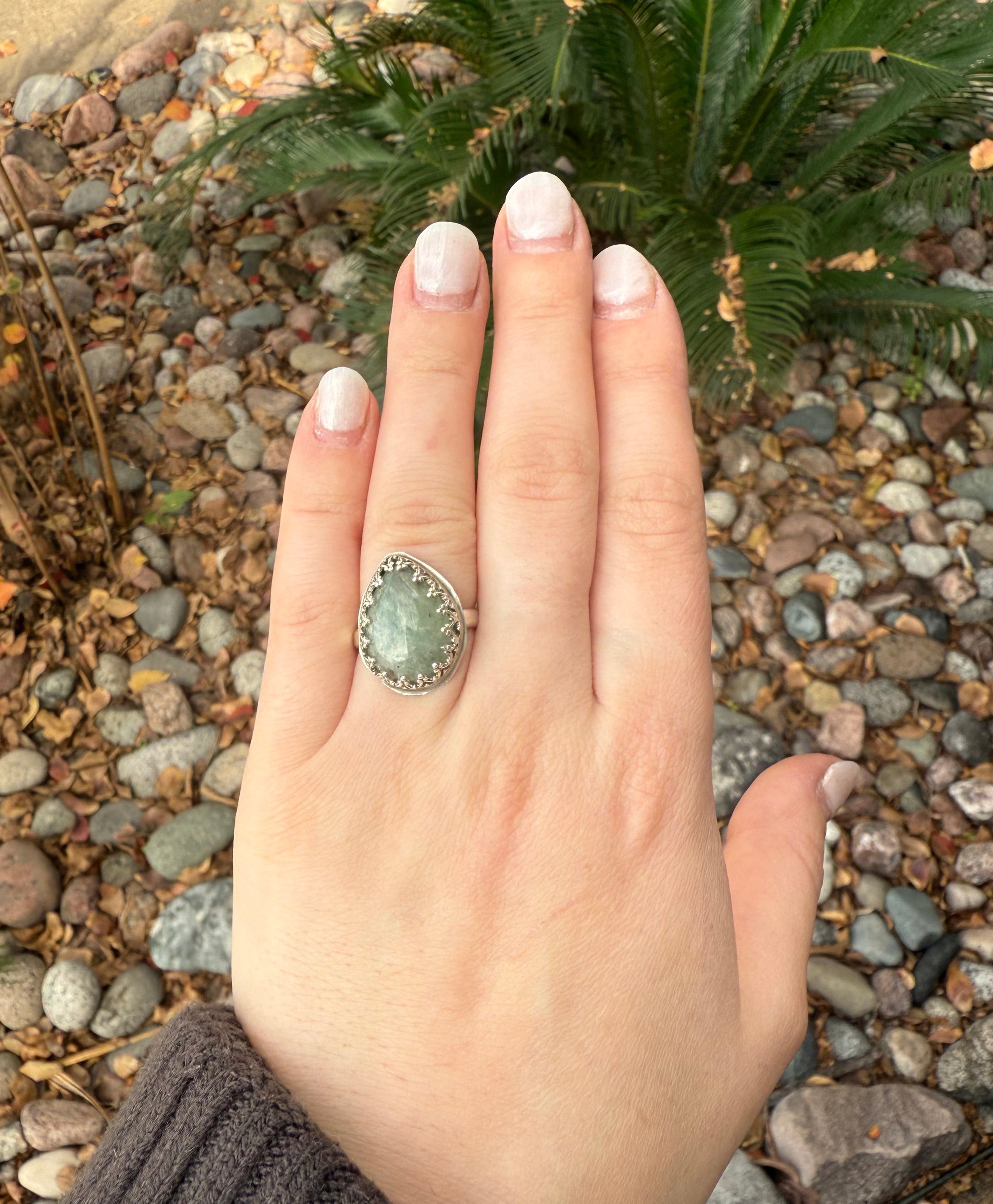 Green Dew Drop Ring