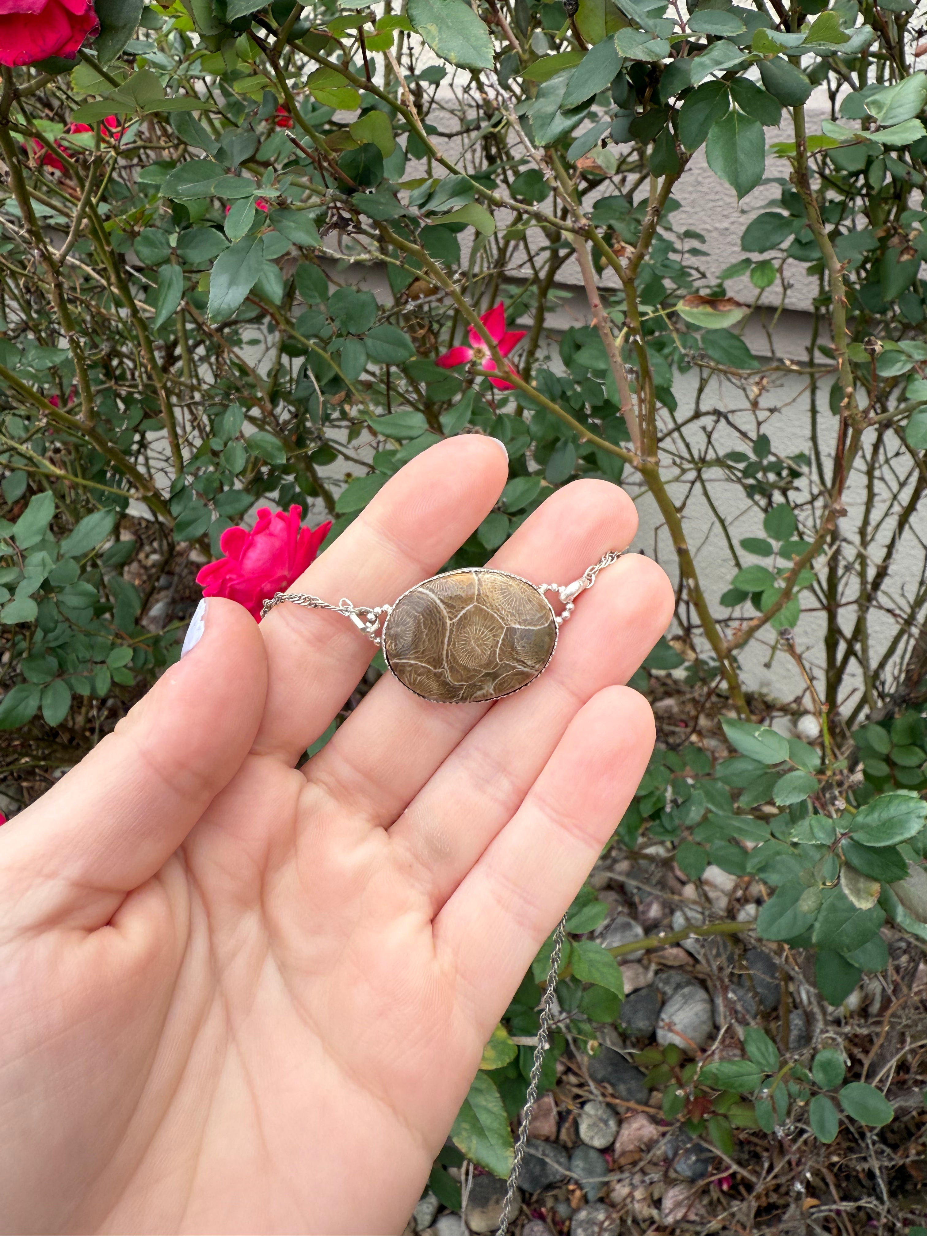 Coral Timepiece Necklace
