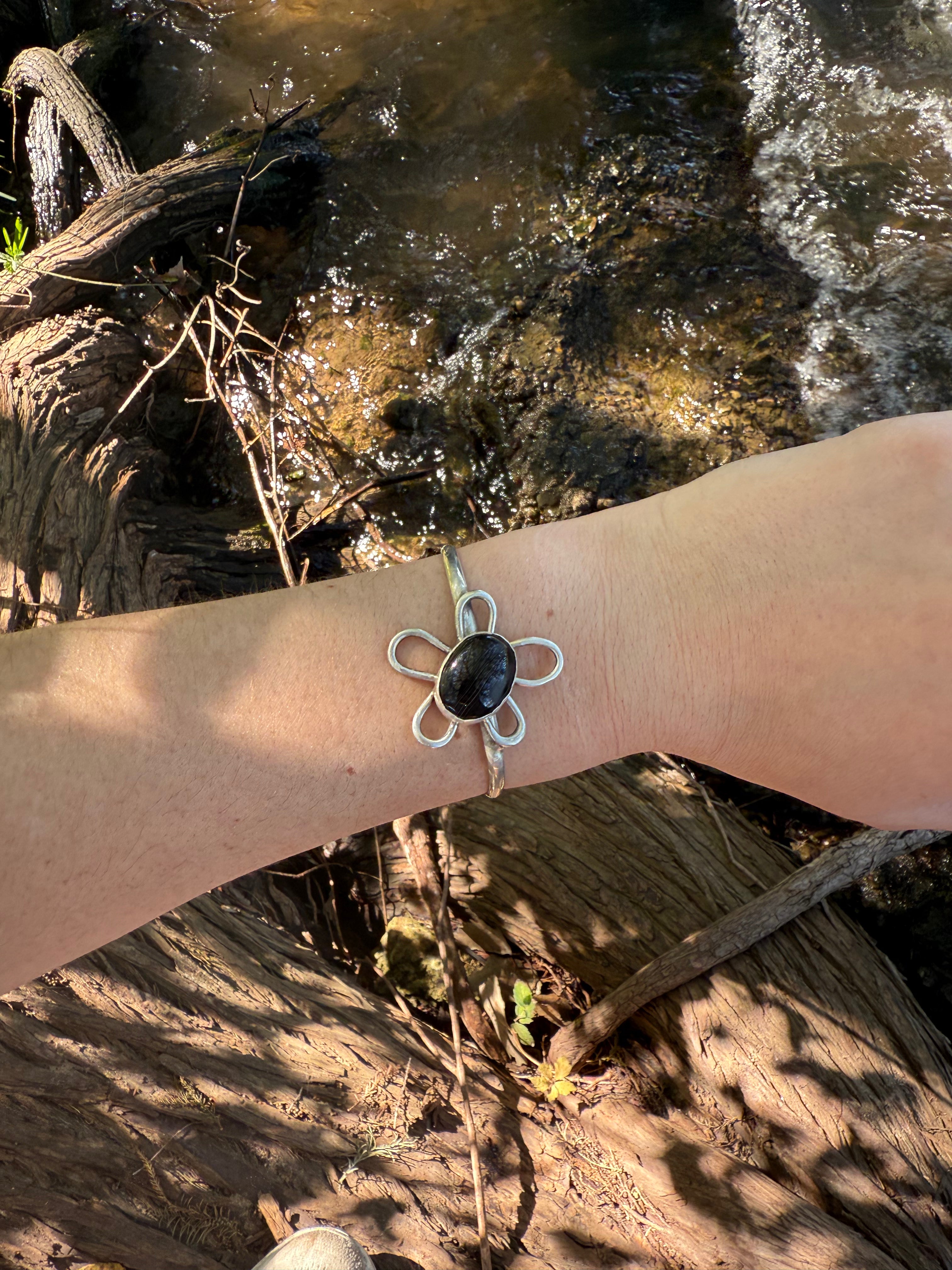 Black Onyx Funky Flower Cuff!