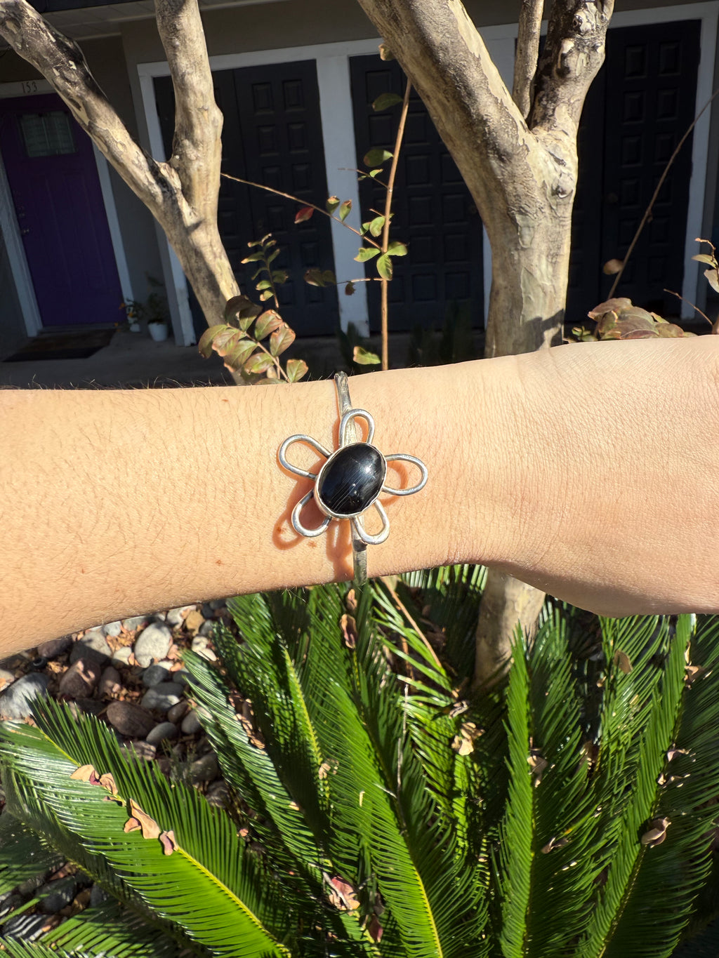 Black Onyx Funky Flower Cuff!