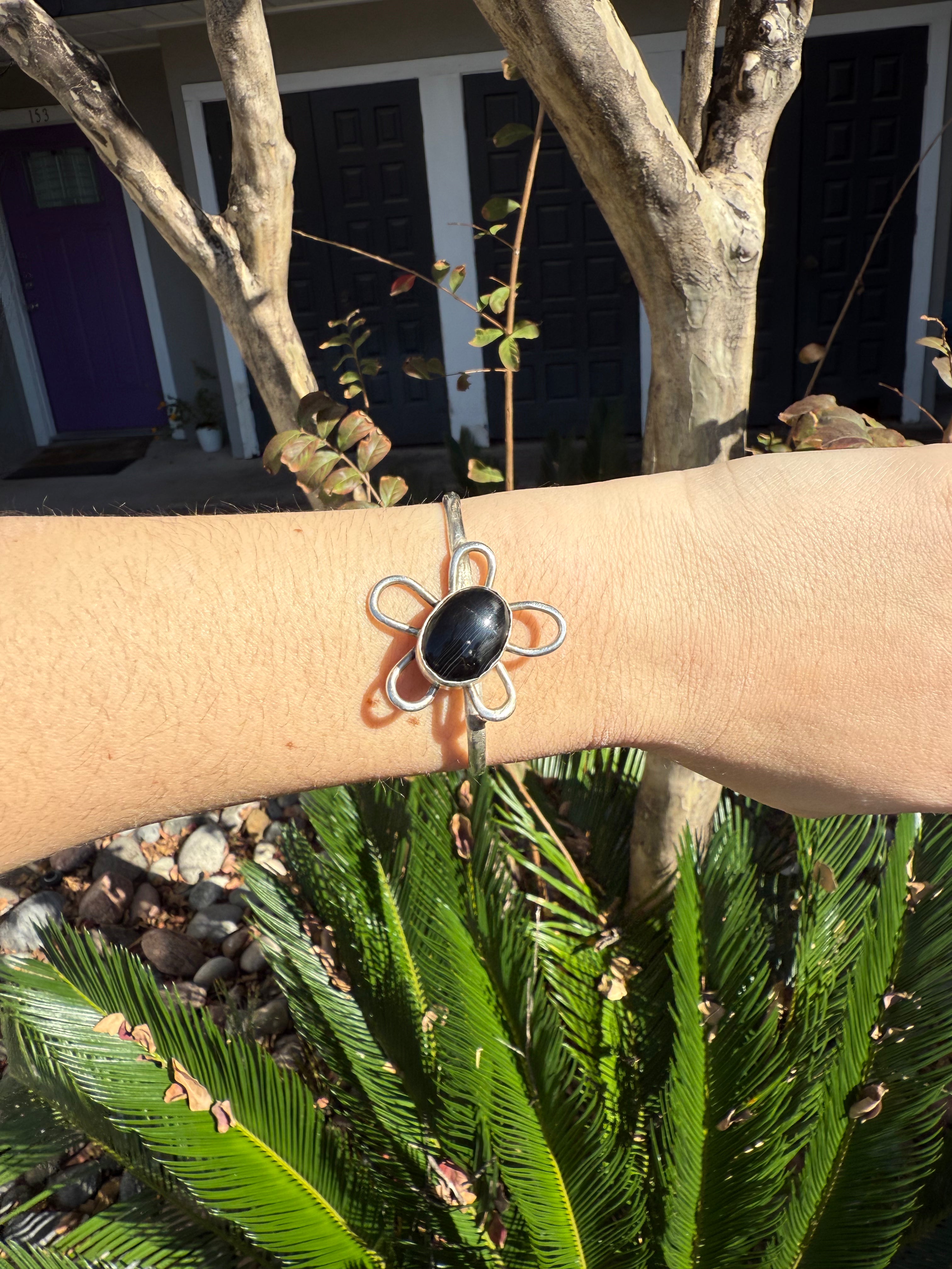 Black Onyx Funky Flower Cuff!